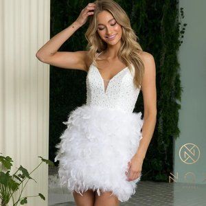 Nox Anabel white mini occasion dress: homecoming, prom, or bridal!